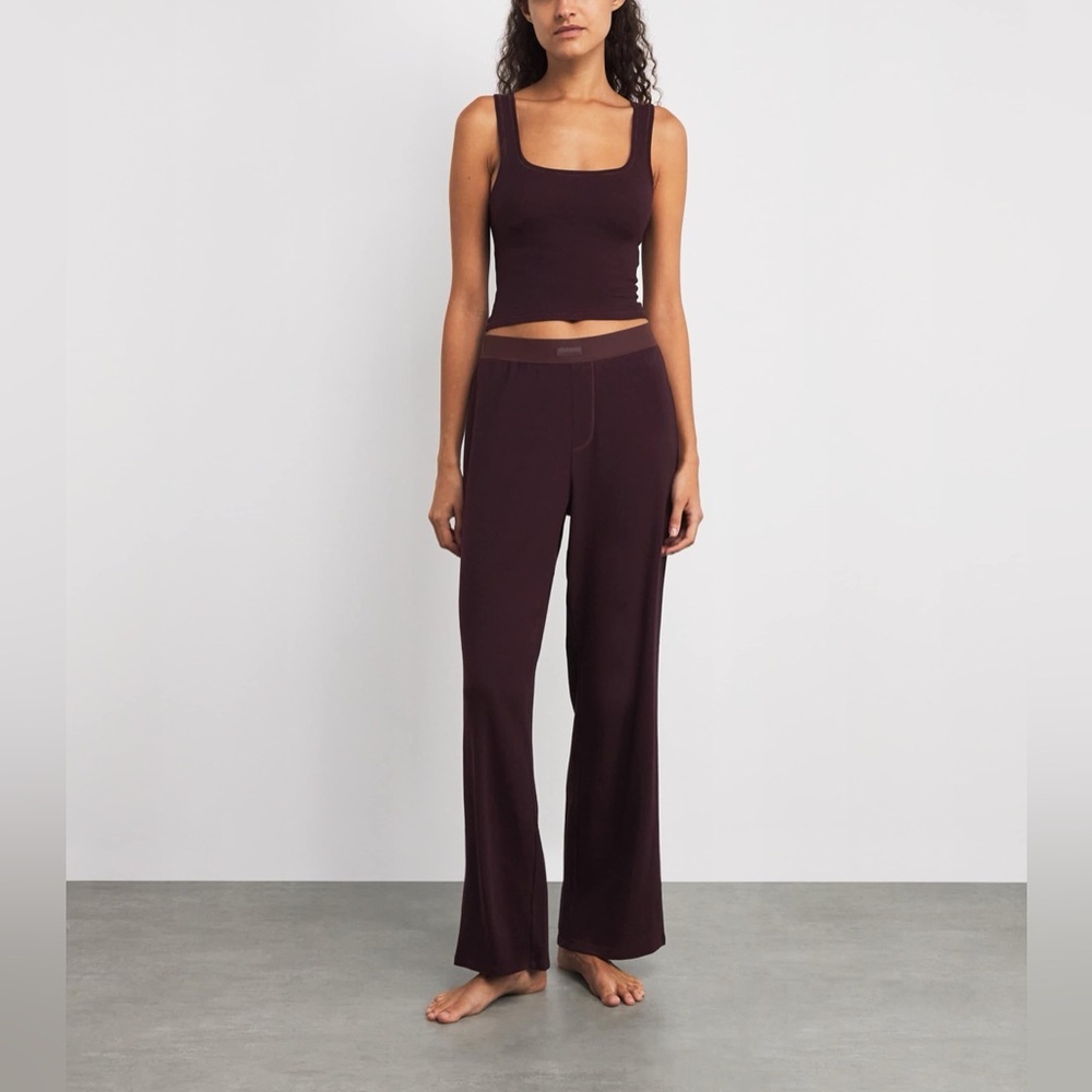SKIMS NEW Cotton Ribbed Trousers in Purple